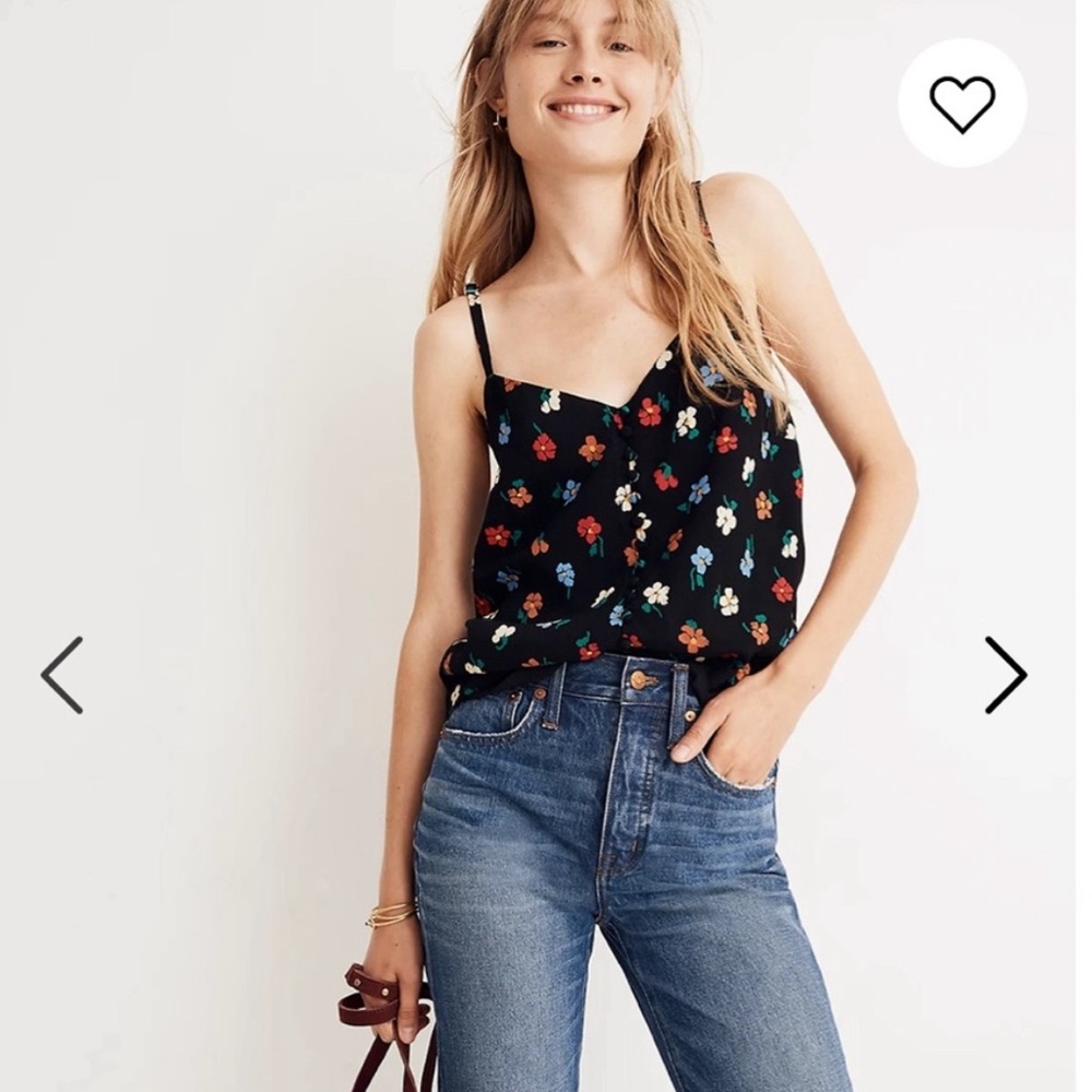 Madewell Cropped Button Down Blouse w Flowers Sz 10